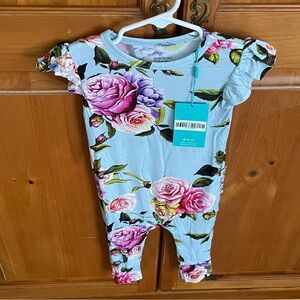 NWT Posh Peanut Country Rose Ruffled Capsleeve Romper - 18-24 Months
